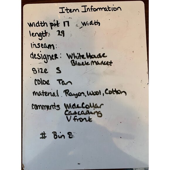 👗 2/$30 👗 White House Black Market Small Tan Cardigan Cascading Front - Picture 8 of 8